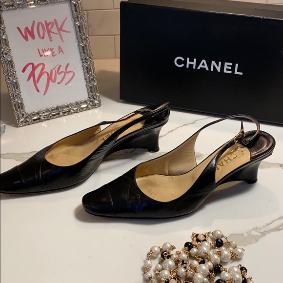 💯CHANEL LAMBSKIN SLING BACK HEEL SHOE. ITALY❤️ - Picture 8 of 8